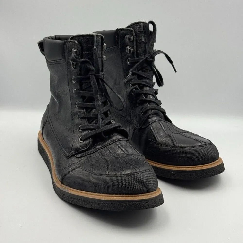 Calvin Klein Fargo Boots Men's 12 Black Leather Lace-Up Good Condition